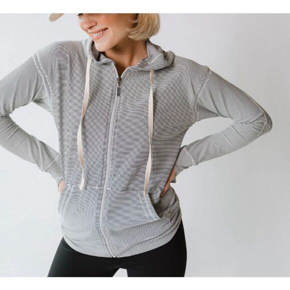 Albion Go To Sweet Stripe Lightweight Women’s Hoodie Zip Up Jacket XS - Picture 2 of 12